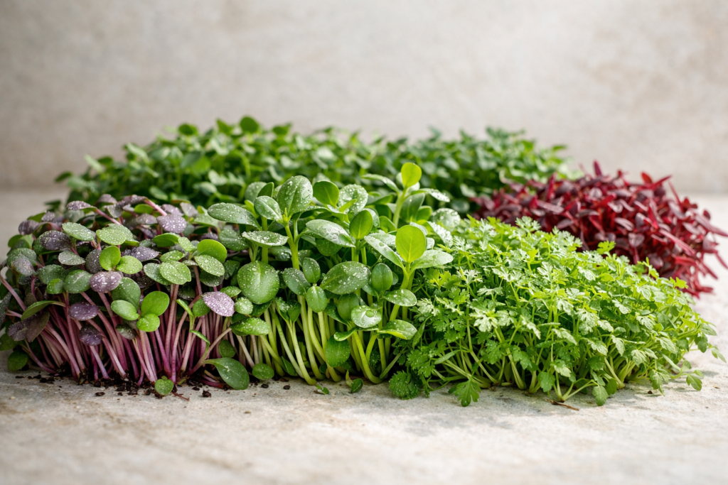Micro-pousses artisanales fraîches destinées aux chefs professionnels